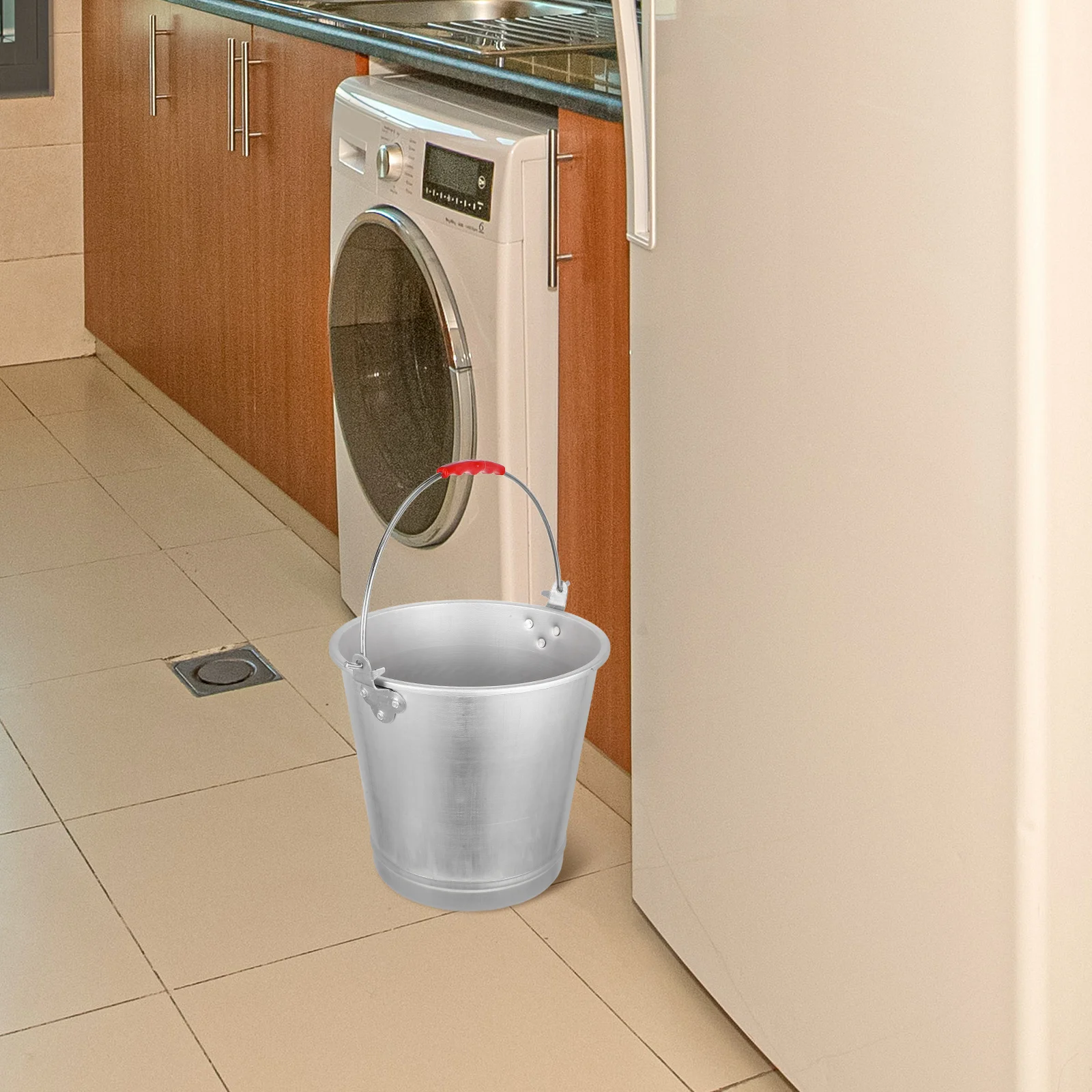 Metal Water Bucket Thick Aluminum Large Capacity Bucket with Handle Portable Milk Barrel Ice Storage Multi Purpose Container