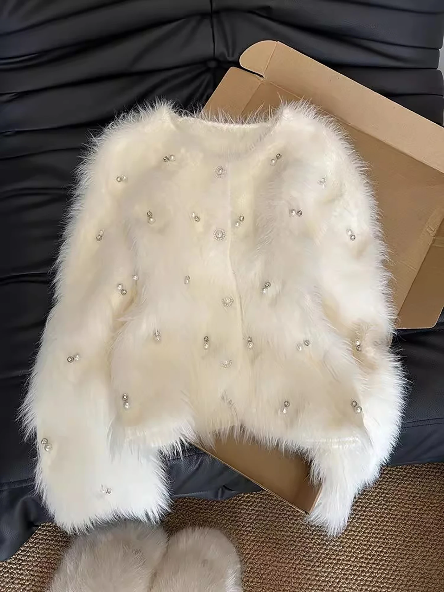 

Sexy White Knitted Sweater Women's Slim Fit Autumn Winter New Sle Small Fraance Wind Coat Warmth Protection ort Outerwear