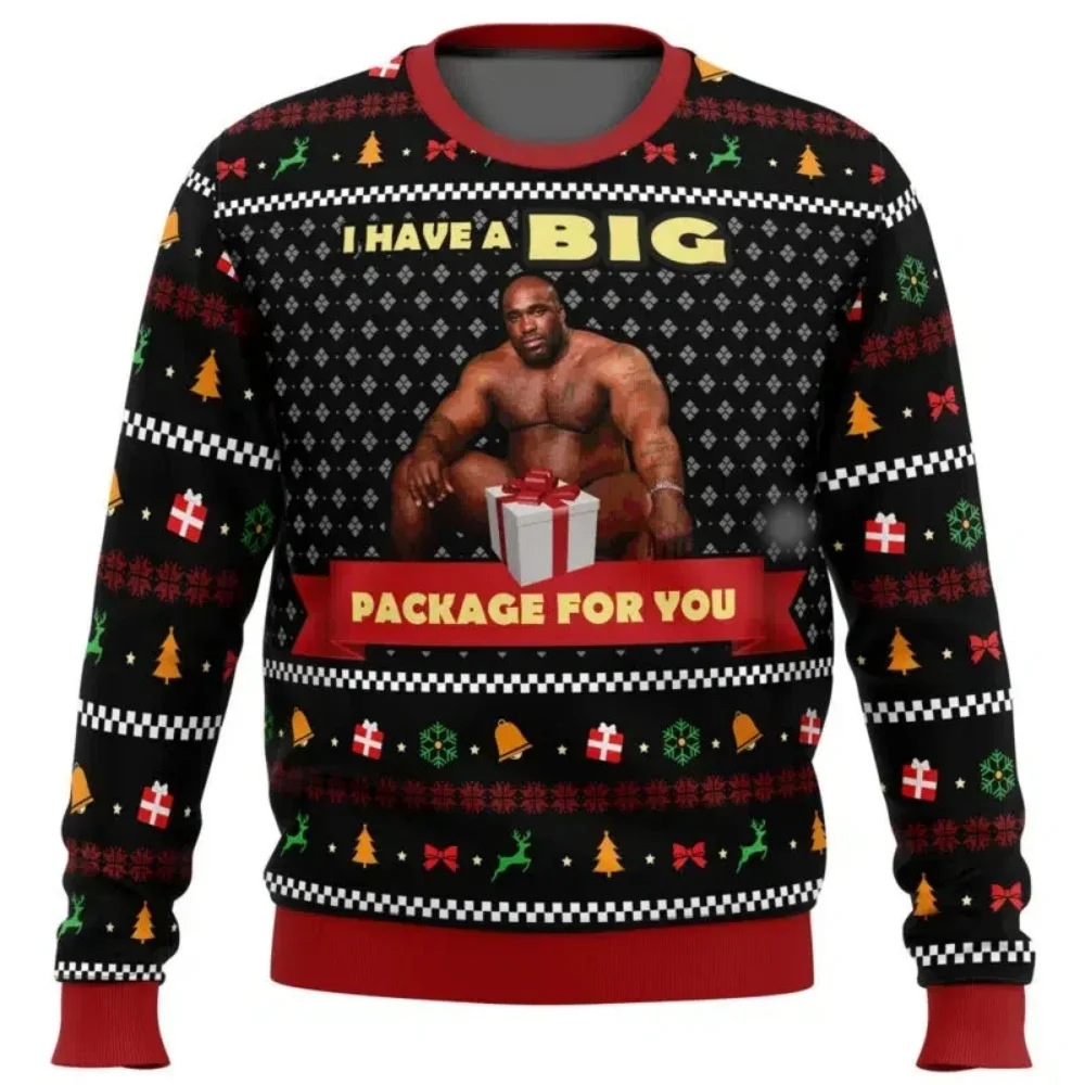 

New Big Package Barry Wood Meme Ugly Christmas Sweater Spring Autumn Men's Pullover Top Fashion Couple Crew Neck Sweatshirt3D