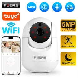 Fuers 투야 스마트 홈 실내 무선 IP 감시 카메라, 5MP 와이파이 카메라, AI 감지, 자동 추적 보안 베이비 모니터