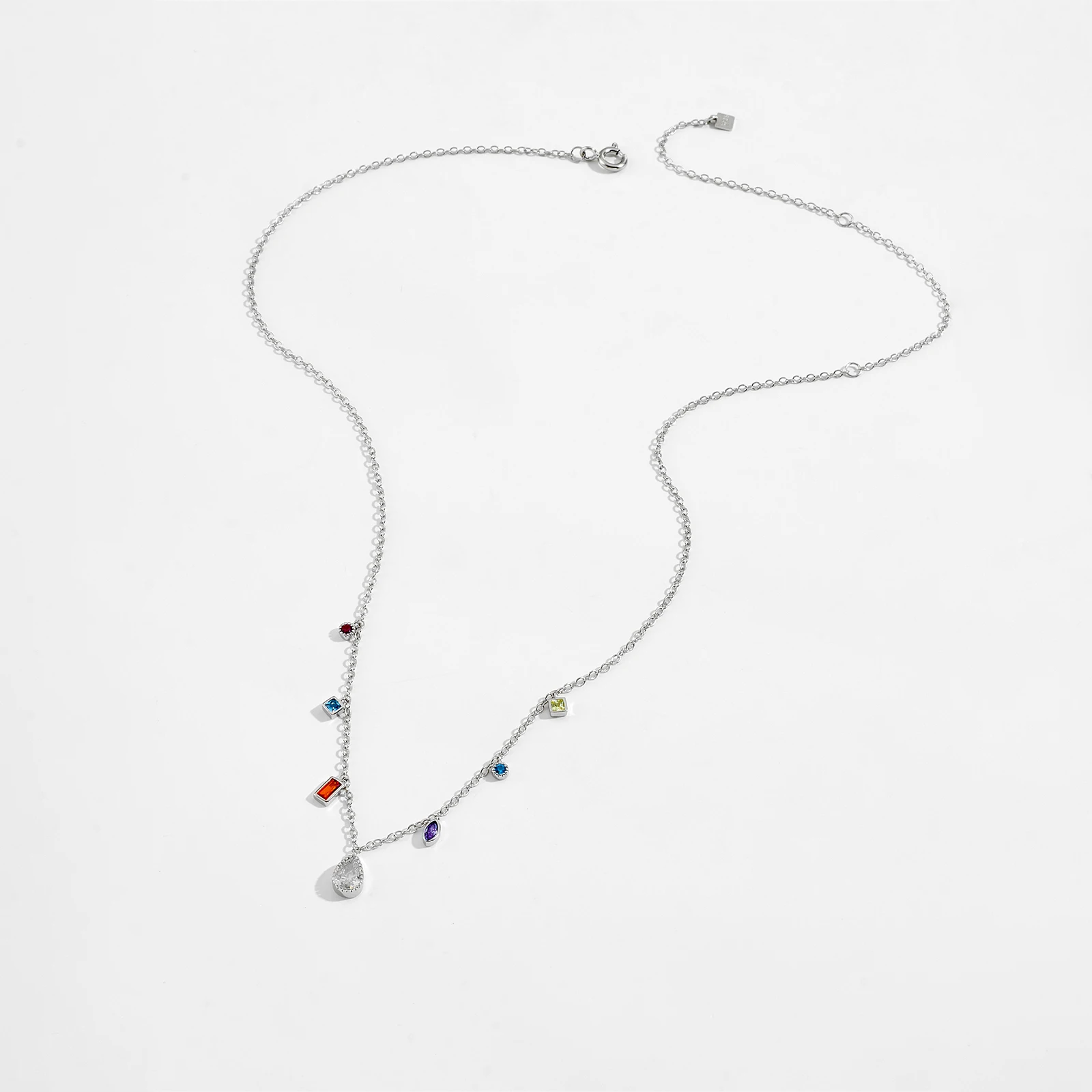 VEWANT 925 Sterling Silver Colorful Zircon Charm Long Chain Choker Necklace Luxury Jewelry Gift Trendy Fine Jewels