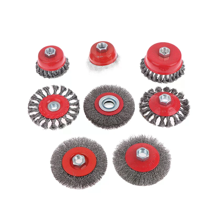 Roda de fio de aço torcido abrasivo 75/100mm m14 escova de copo de fio de aço poderosa ferramenta rotativa de remoção de pintura para moedor de ângulo debu