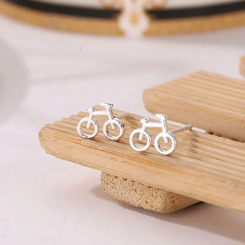 

Buyee 925 Sterling Silver Simple Stud Earring Cute Bicycle Earring for Women Fashion Unique Small Fine Jewelry Earring