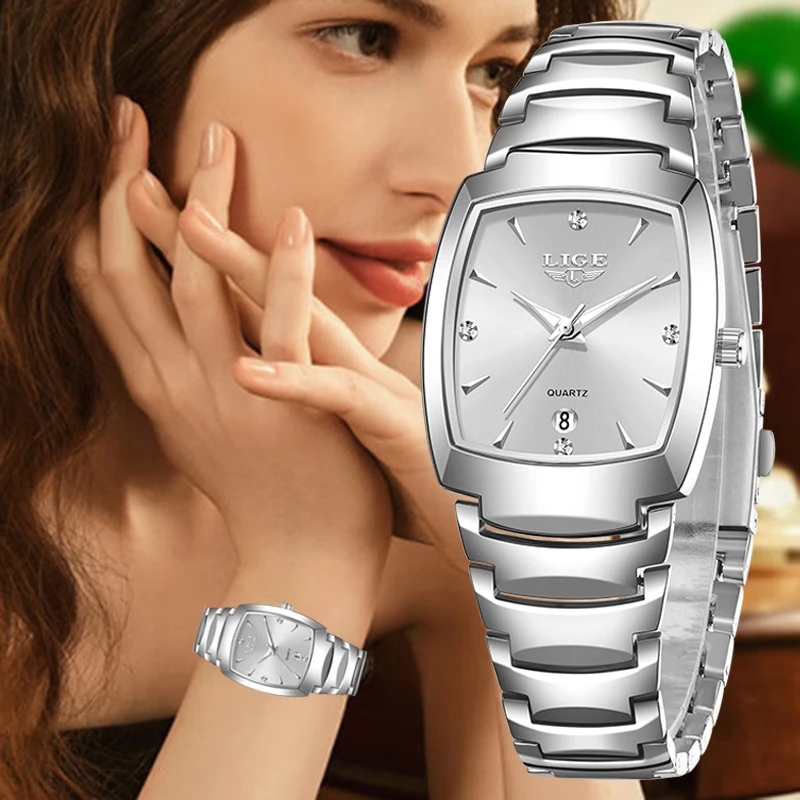 

Женские часы LIGE 2026 TOP, деловые, роскошные, модные, кварцевые, простые, из нержавеющей стали, для женщин, подарок + коробка