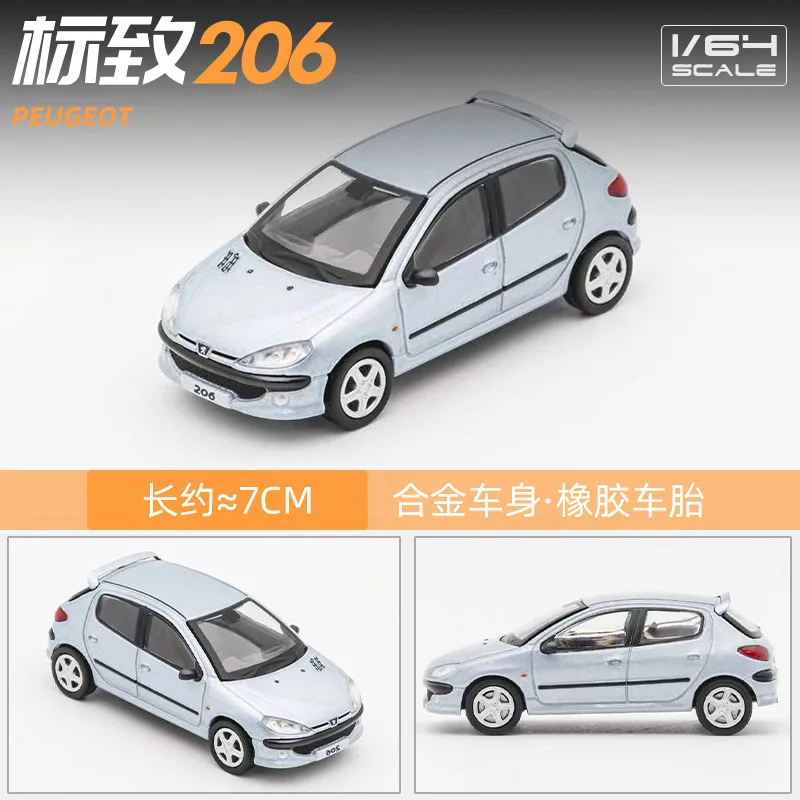 DCT 1/64 Scale Peugeot 206 Various Colors Diecast Car Model Collection Decoration Hobby Child Toys Gift NIB