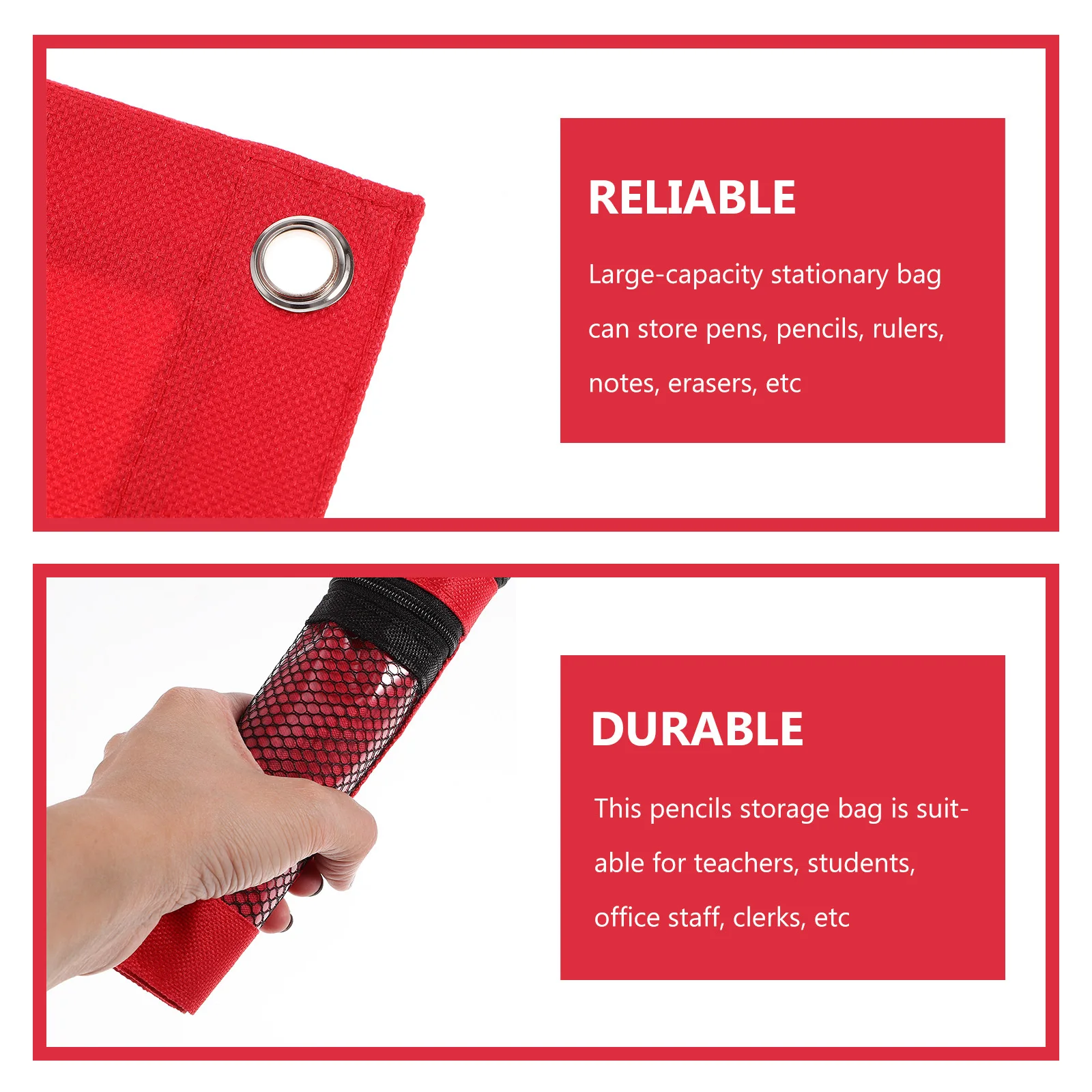 

2Pcs File Bag Pencil Pouch Zipper Design Large Capacity Lightweight Smooth Portable Binder Pencil Pouch for School Office