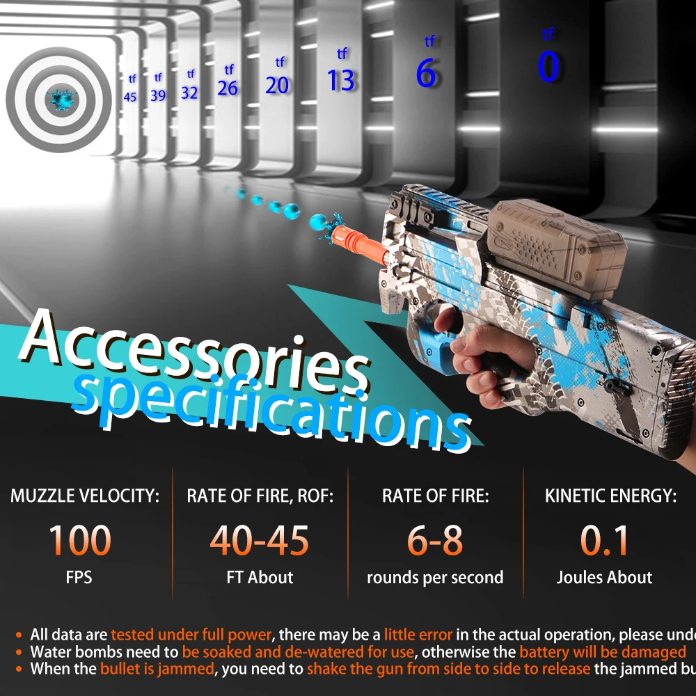 Conjunto de blaster de bola de gel P90 – brinquedo de combate ao ar livre recarregável para adolescentes de 14 anos, presente perfeito para meninos e meninas (contas de gel não incluídas)