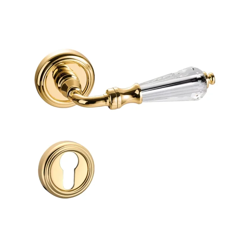 Solid Brass Crystal Door Hardware Bedroom Wood Lever Door Handles Privacy Mechanical Mortise Lockset for Apartment Villa