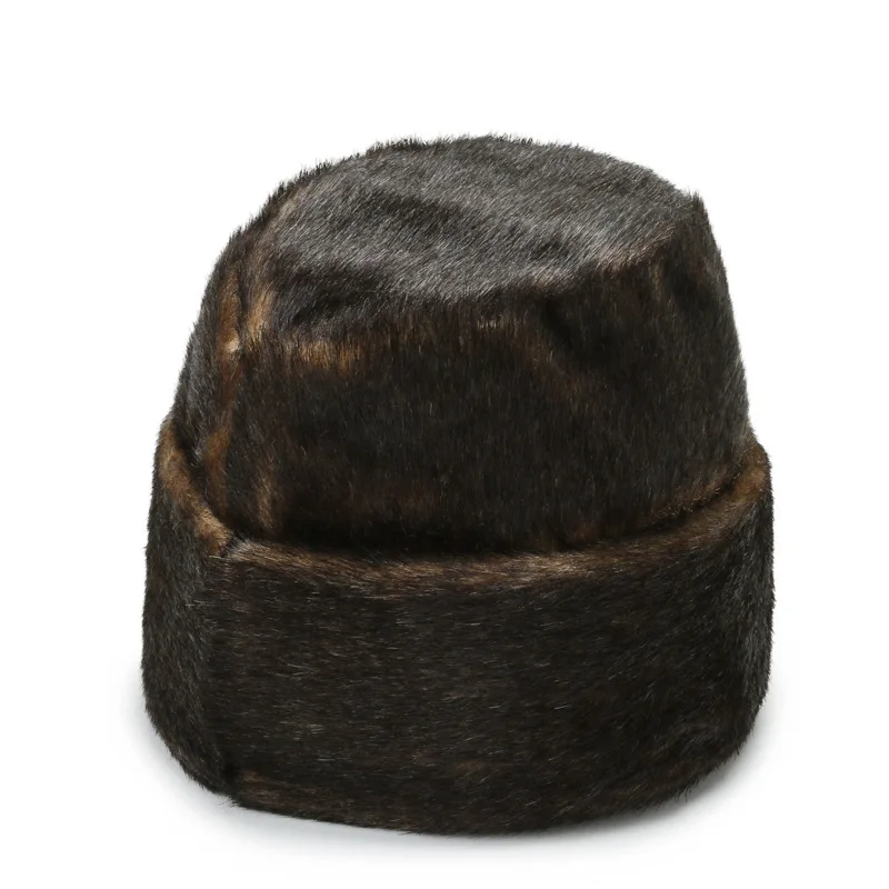 Berretto invernale russo addensato vecchio cappello da uomo imitazione visone capelli papà vecchio cappello russo Toboggan Pillbox