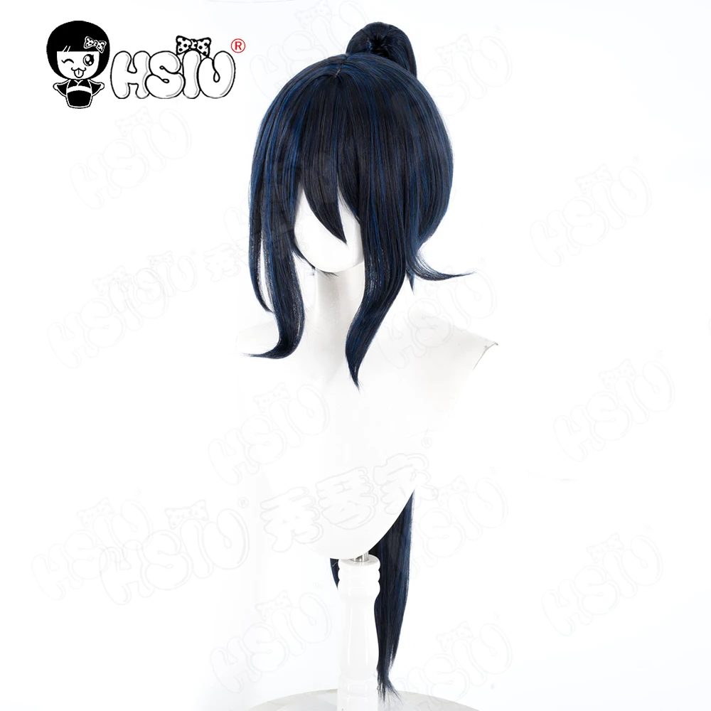 هونغ لو شعر مستعار تأثيري الألياف شعر مستعار اصطناعي 「HSIU」 80 سنتيمتر أسود وأزرق طويل شعر مستعار + غطاء شعر مستعار لعبة شركة Limbus هونغ لو تأثيري #6
