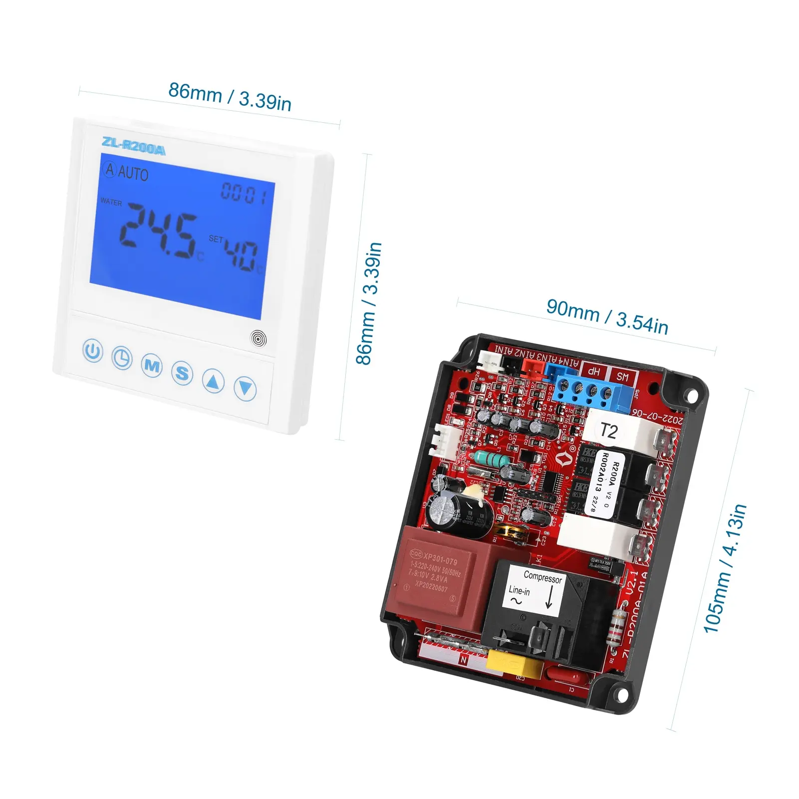 ZL-R200A Universal Air Source Heat Pump Water Heater Controller Heat Pump Air to Hot Water Heating Controller Smart Controller