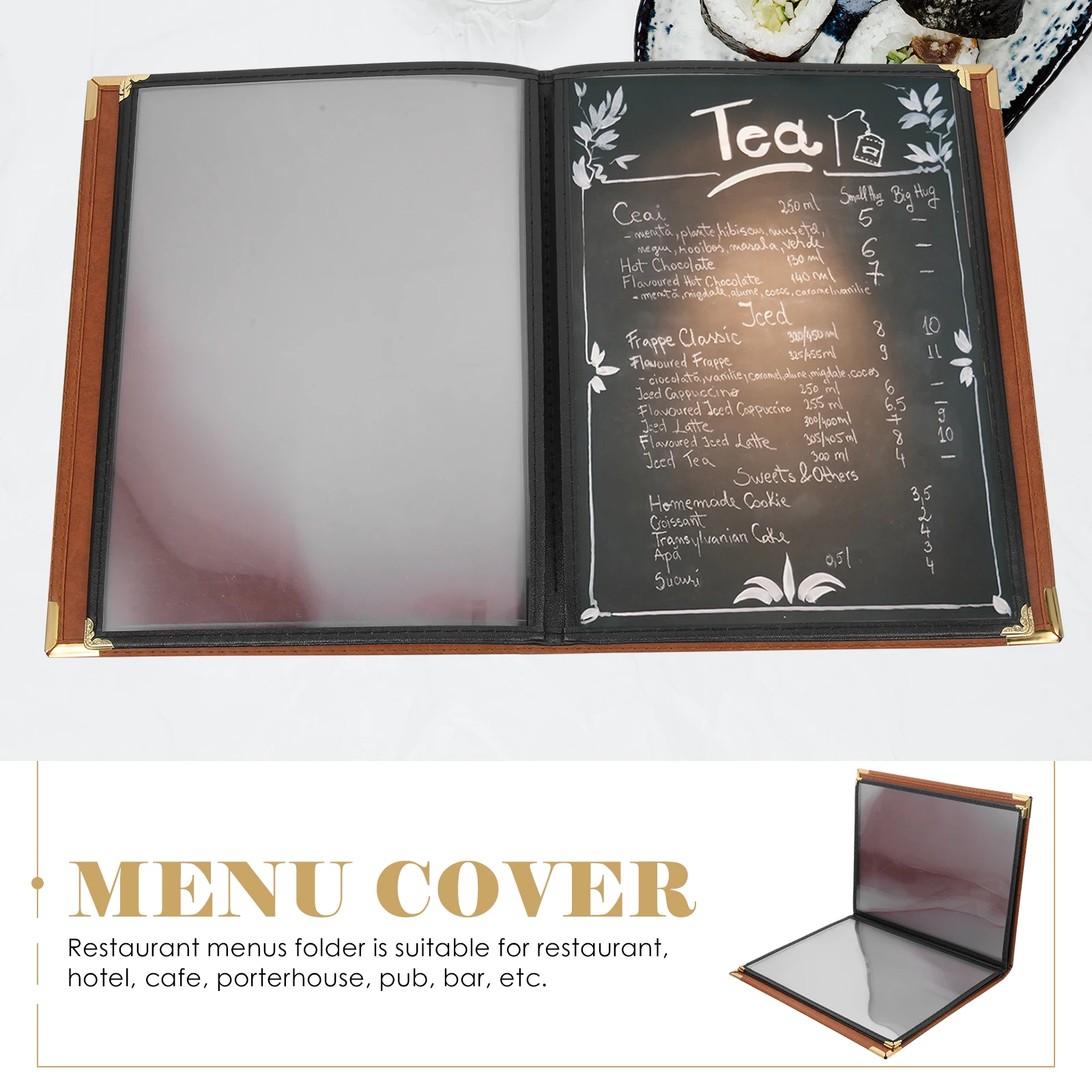 Transparent PVC Restaurant Menu Covers Clear Recipe Book Binder for Hotels Bars Protective Sleeves Easy Clean Menu Booklets