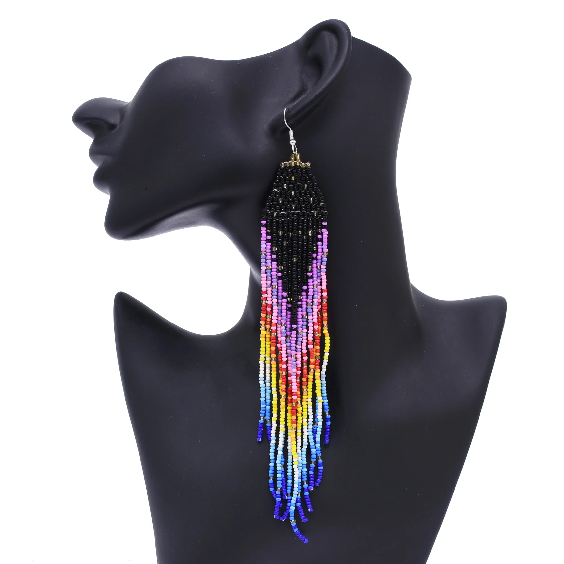 Bohemian Colorful Rice Bead Earrings Gradient Originality Handmade Weave Fashion Simple Big Dangle Jewelry Female Accessory Gift