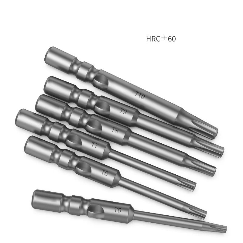 7pcs/Set 40mm length 800 Electric 4mm Round Shank Magnetic Star Torx Screwdriver Bit T5 T6 T7 T8 T9 T10 T15 Hand Tool parts