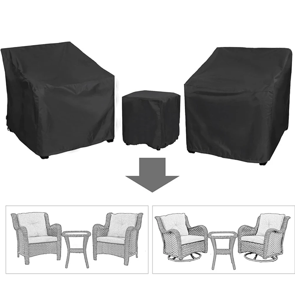 210D Oxford Weather Resistant Patio Furniture Covers 3pcs Set for Outdoor Sofa Two Chairs and Center Table Use