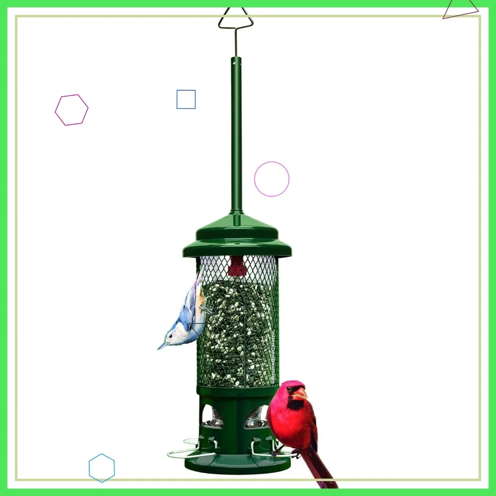 

Squirrel Proof Bird Feeder with 4 Metal Perches, 1.3 lb Capacity, Garden Green