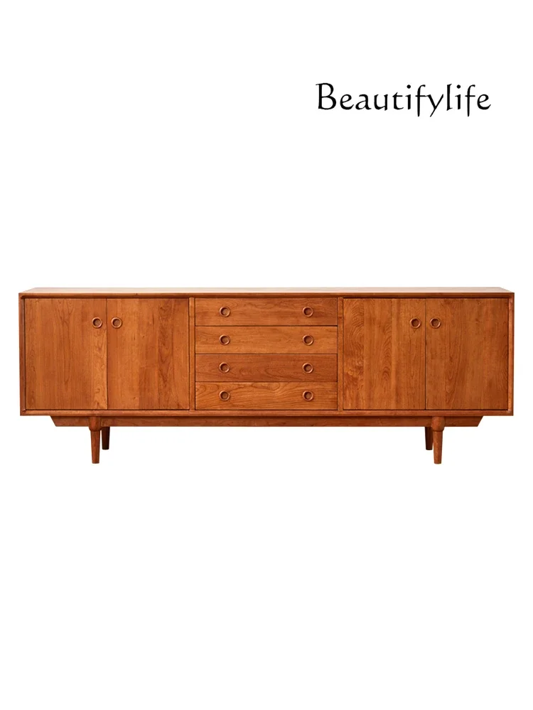 

muebles de salónNordic Cherry Wood Retro Mid-Ancient TV Cabinet Solid Wood Wall Living Room Hallway Cabinet Bedroom Storage Cabi