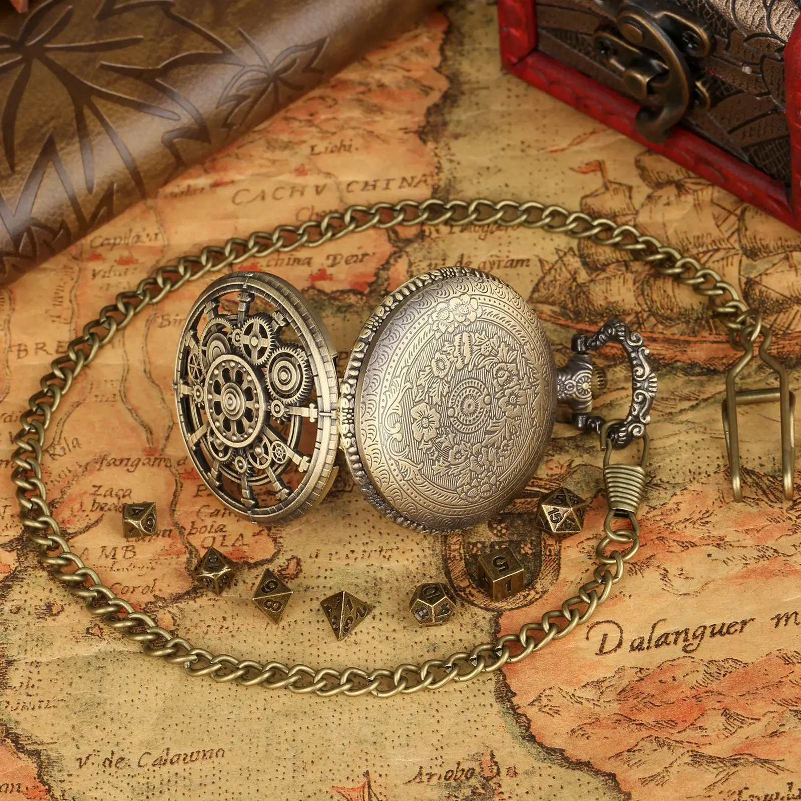 7Pcs Mini Metal Polyhedral Dice Set With Pocket Watch Case Portable Tabletop RPG Dice For Role‑Playing Board Game Accessories