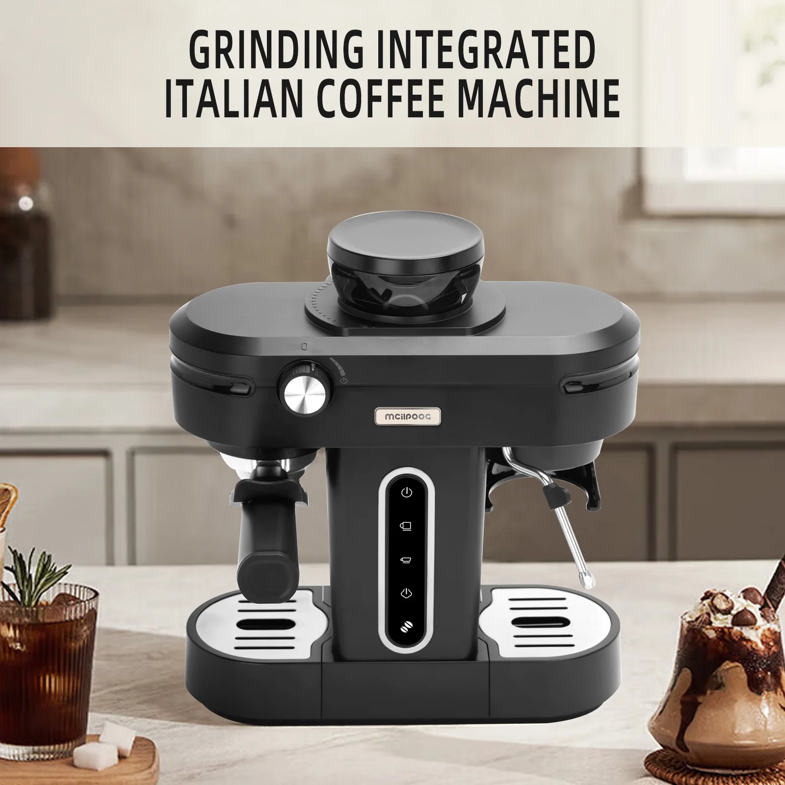 Mini Home Manual Coffee Maker Grain Semi Automatic Coffee Espresso Machine With Grinder