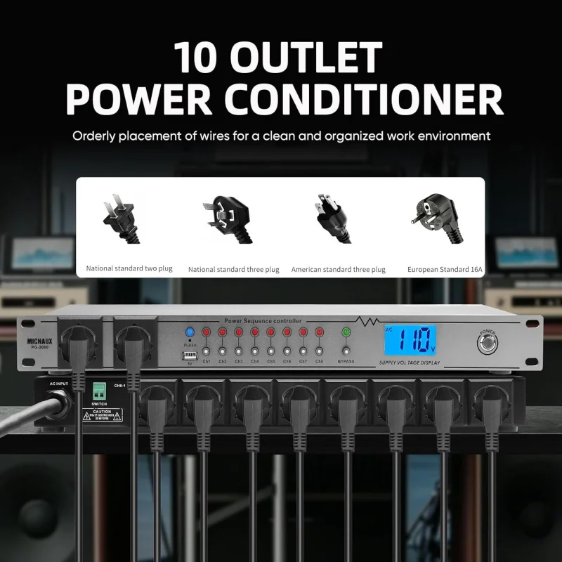 Fuluode PG-2000 Professional 8 2-Channel High Power Equipment Power Controller 10-Channel Power Sequencer For Stage Performances