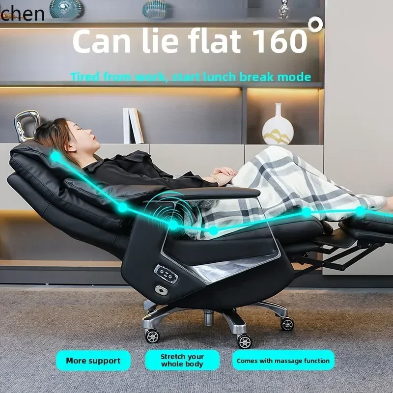 v9.3- Office Executive Chair Genuine Leather Comfortable Reclining Electric Boss Chair Ventilated