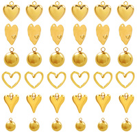 10PCS Love Heart Shape Golden 3D Stainless Steel Pendants Ball Charms DIY Jewelry Making Necklace Bracelet Couple Birthday Gift