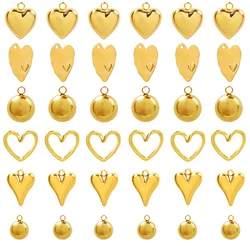 10PCS Love Heart Shape Golden 3D Stainless Steel Pendants Ball Charms DIY Jewelry Making Necklace Bracelet Couple Birthday Gift