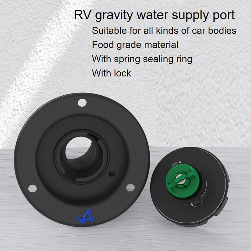 RV Accessories Gravity Fresh Water Fill Hatch Inlet Filter Lockable For RV Boat Camper Trailer Black Caravan Accessories