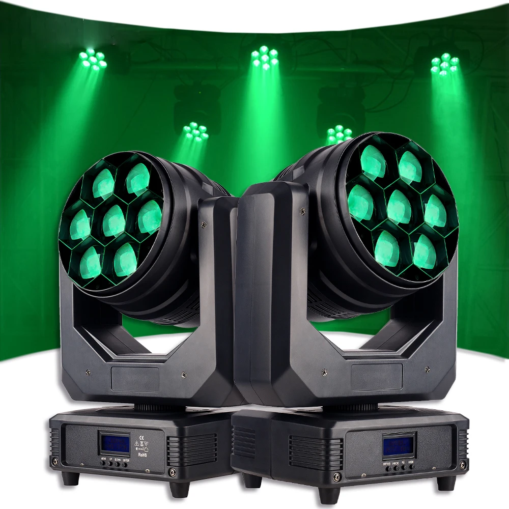 Yuer Moving Head 7x40W LED RGBW 4in1 Zoom Lights Dmx512 Control Projector Mobile Good For Lighting Dj Disco Party Lights