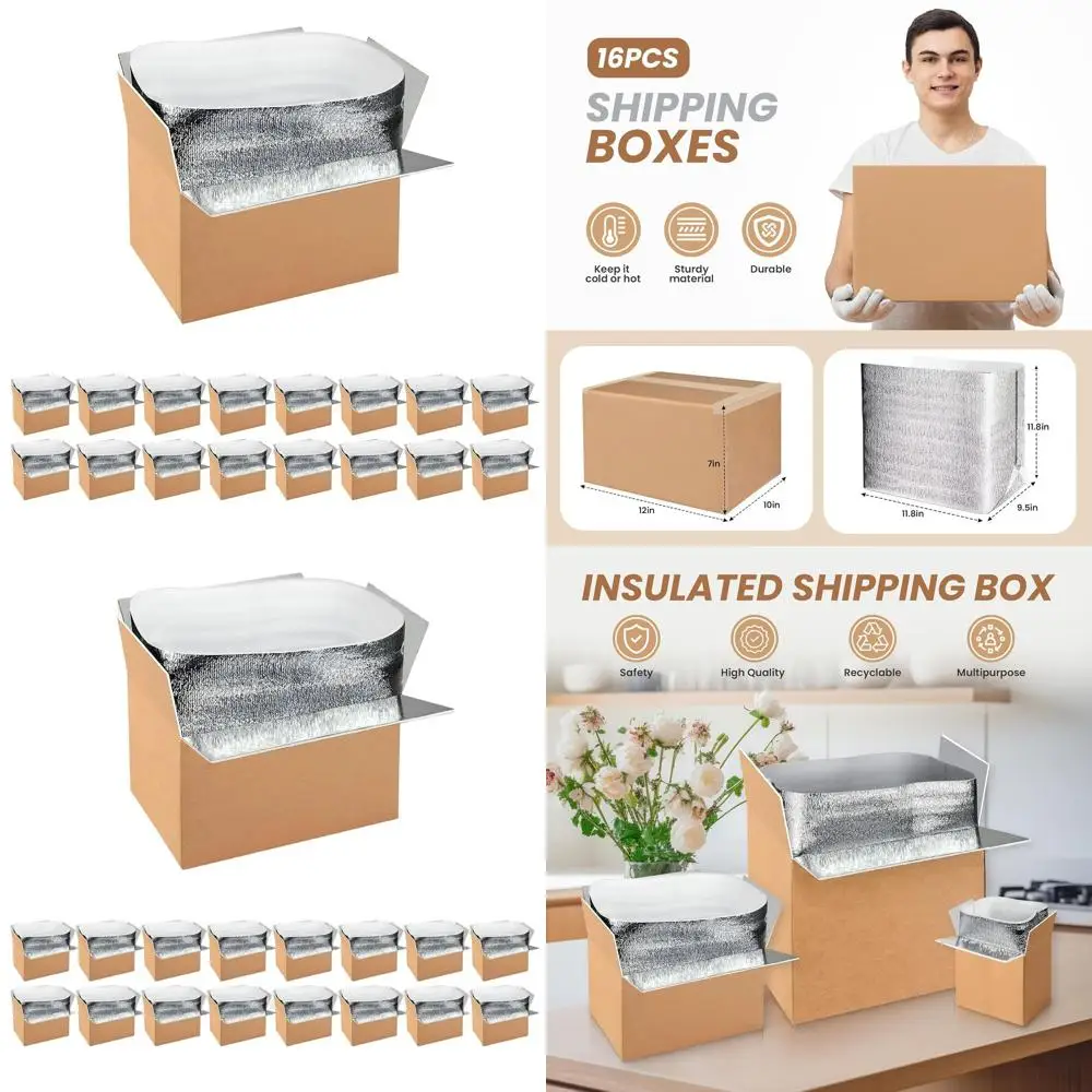 

Набор из 16 многоразовых термоизолированных транспортных коробок с маслостойким покрытием для холодных или замороженных продуктов, 12x10x7