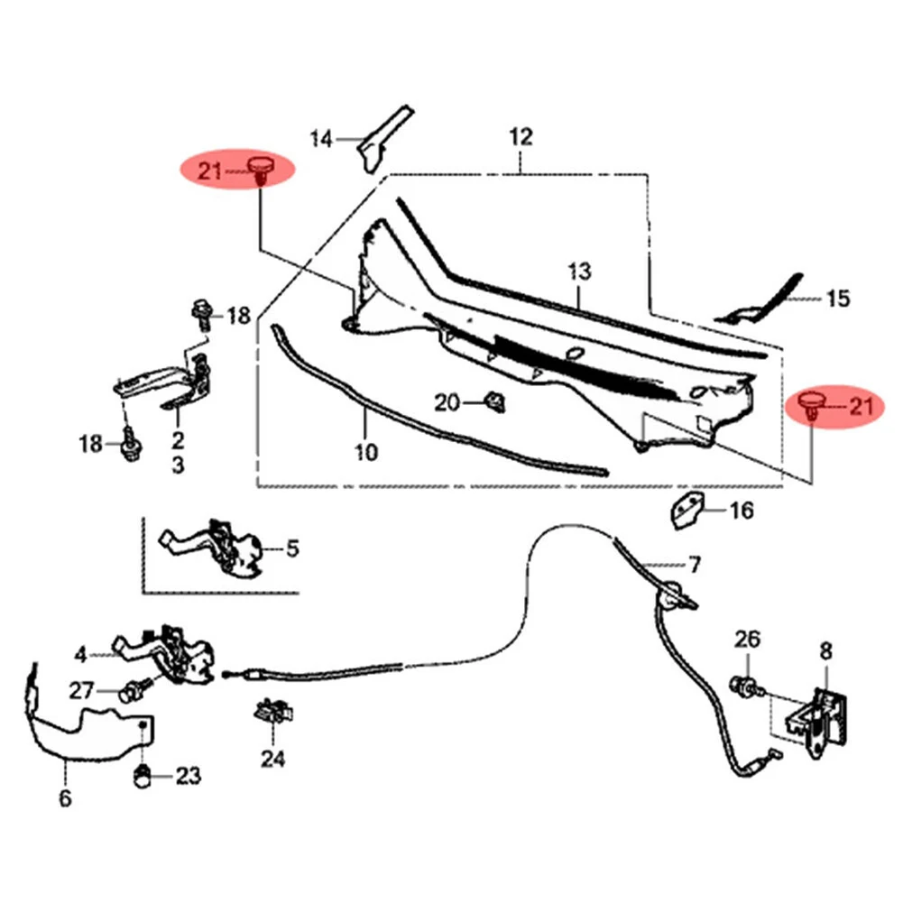 For Acura Integra Clip For Civic Del Sol Head Diameter 13 Mm Stem Length 10 Mm For Honda 91501-SL4-003 Fits Hole Size 6 Mm