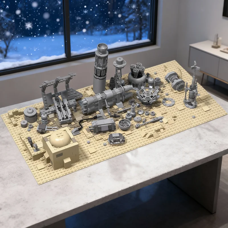 

933pcs MOC Tatooine Mos Eisley Junkyard Star Battle Model Building Blocks Room Accessories, Home Decor Room Decor Gift For Boys