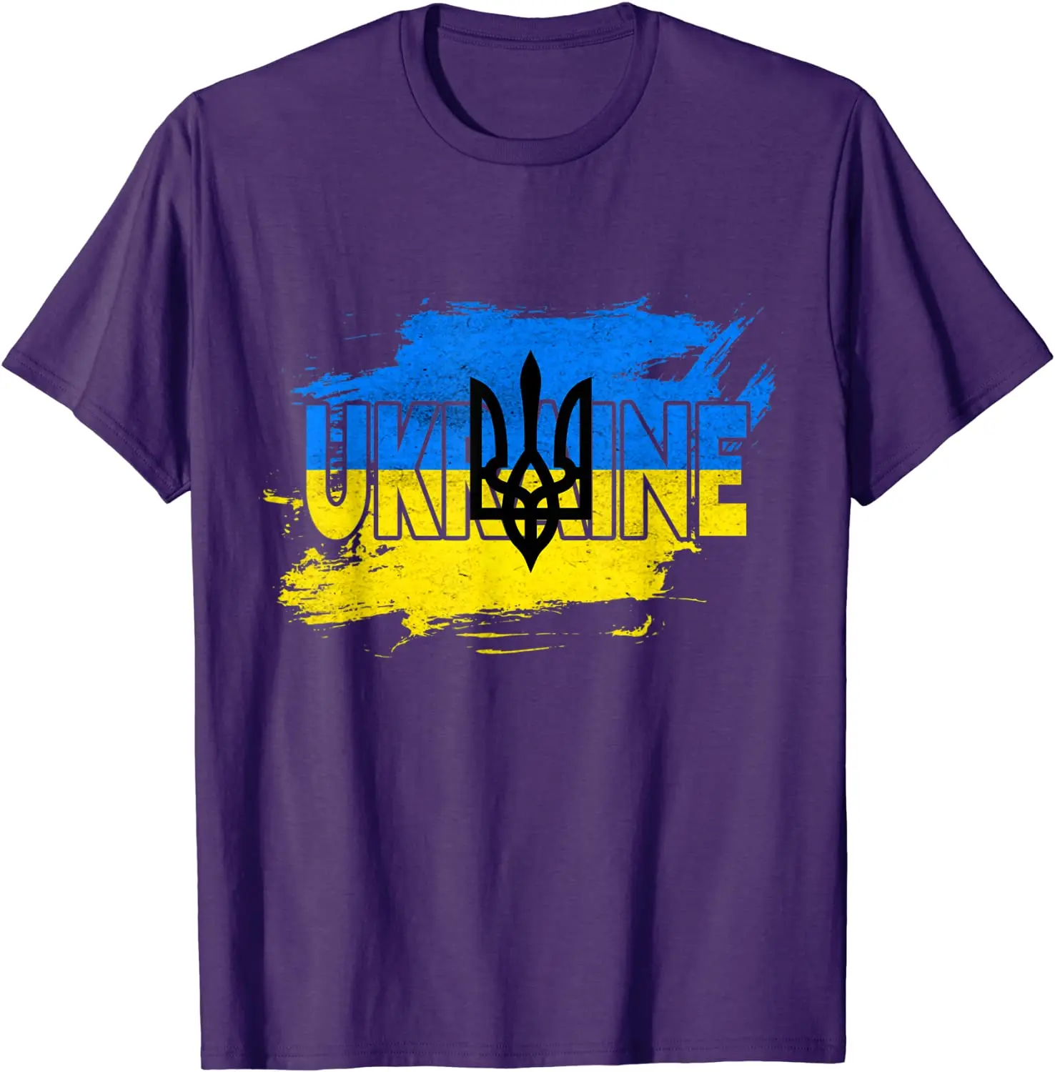 Ukraine Trident Coat of Arms Ukrainian Flag T-Shirt 100% Cotton O-Neck Summer Short Sleeve Casual Mens T-shirt Size S-3XL