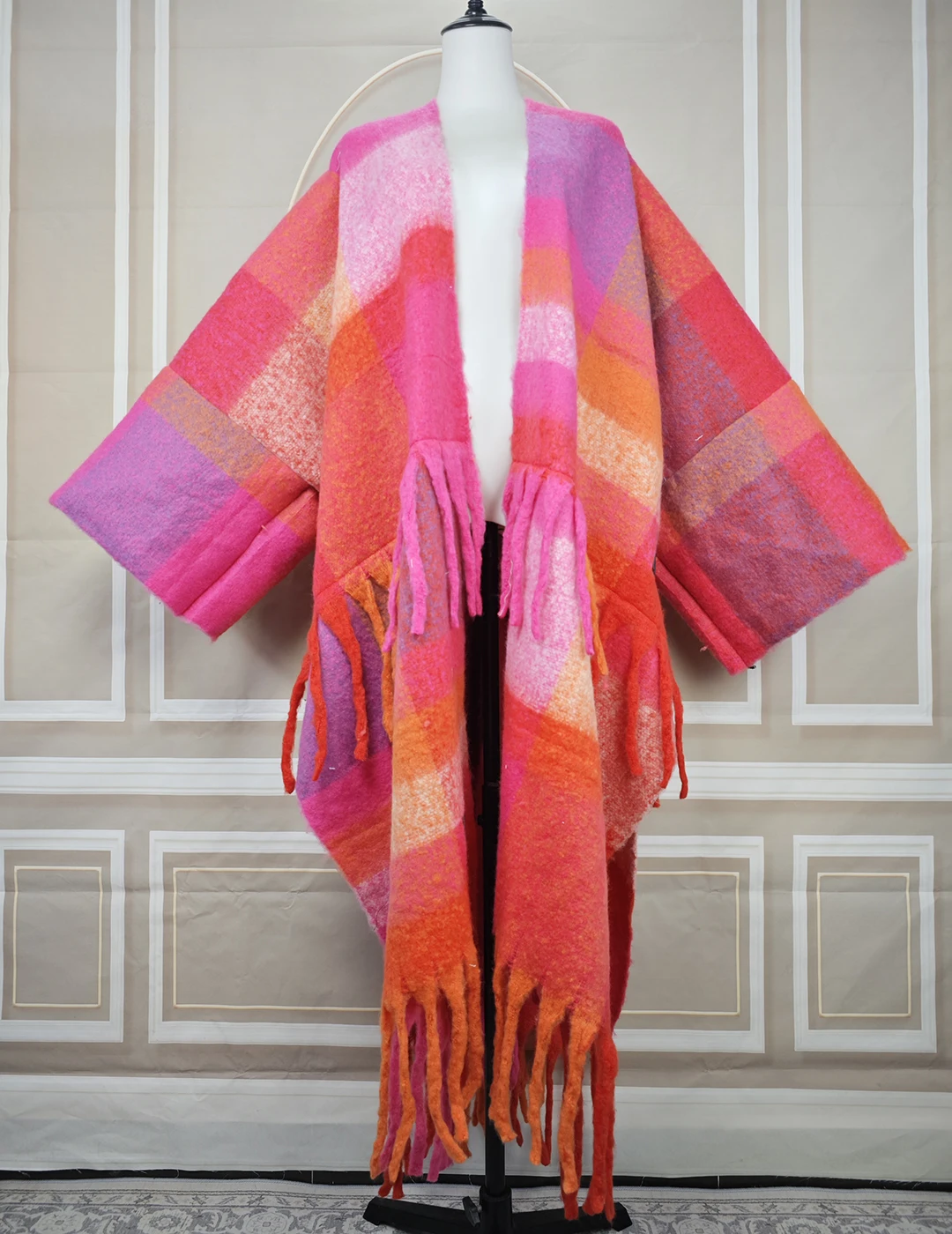 Winter New Fashion Women's Multicolor Fuzzy Long Cardigans Oversized Riche Lady Open Front Warm Loose Cardigans Soft Robe