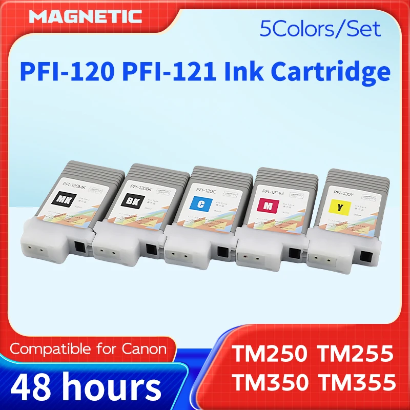 Pigment Ink 130ML 5colors/Set Compatible Ink Cartridge With Chip PFI-120 PFI-121 for Canon TM250 TM255 TM350 TM355 Printer