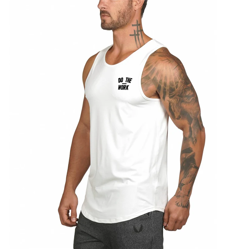 Mens Summer Pumping iron Vests Plain Mesh Quick Dry Sleeveless Gym Workouts Tank Top Breathable Fitness Bodybuilding Sport Shirt