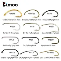 Bimoo 500 Uds. De púas de acero rico en carbono, anzuelo para pesca con mosca sin púas, plantilla para ninfa, mosca húmeda seca, ninfas, Scuds Caddis Streamer, anzuelo para atar moscas