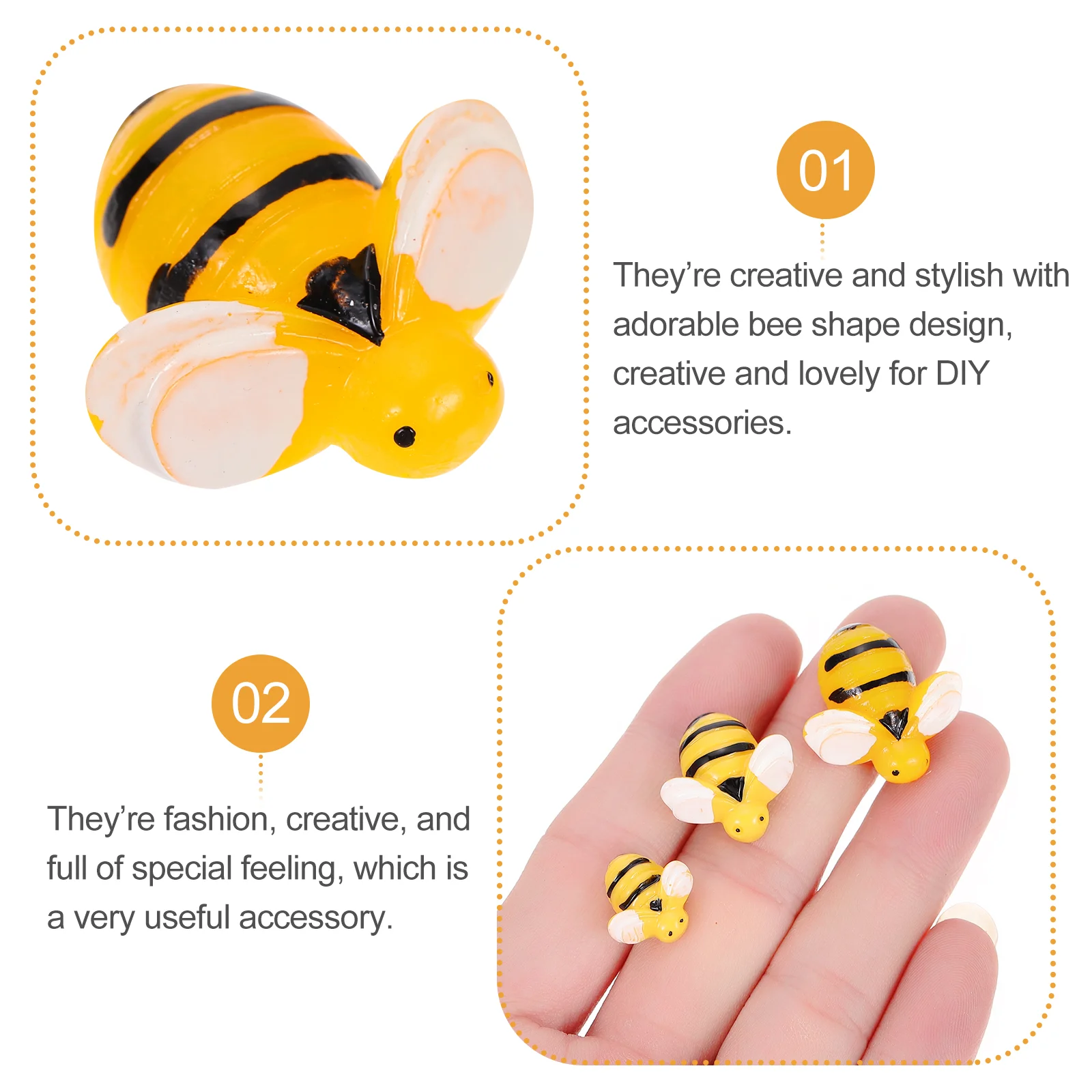 30 Pcs Simulation Bee Resin Adornment Creative Craft Accessories Phone Case Decor Cartoon Patch Earrings Child