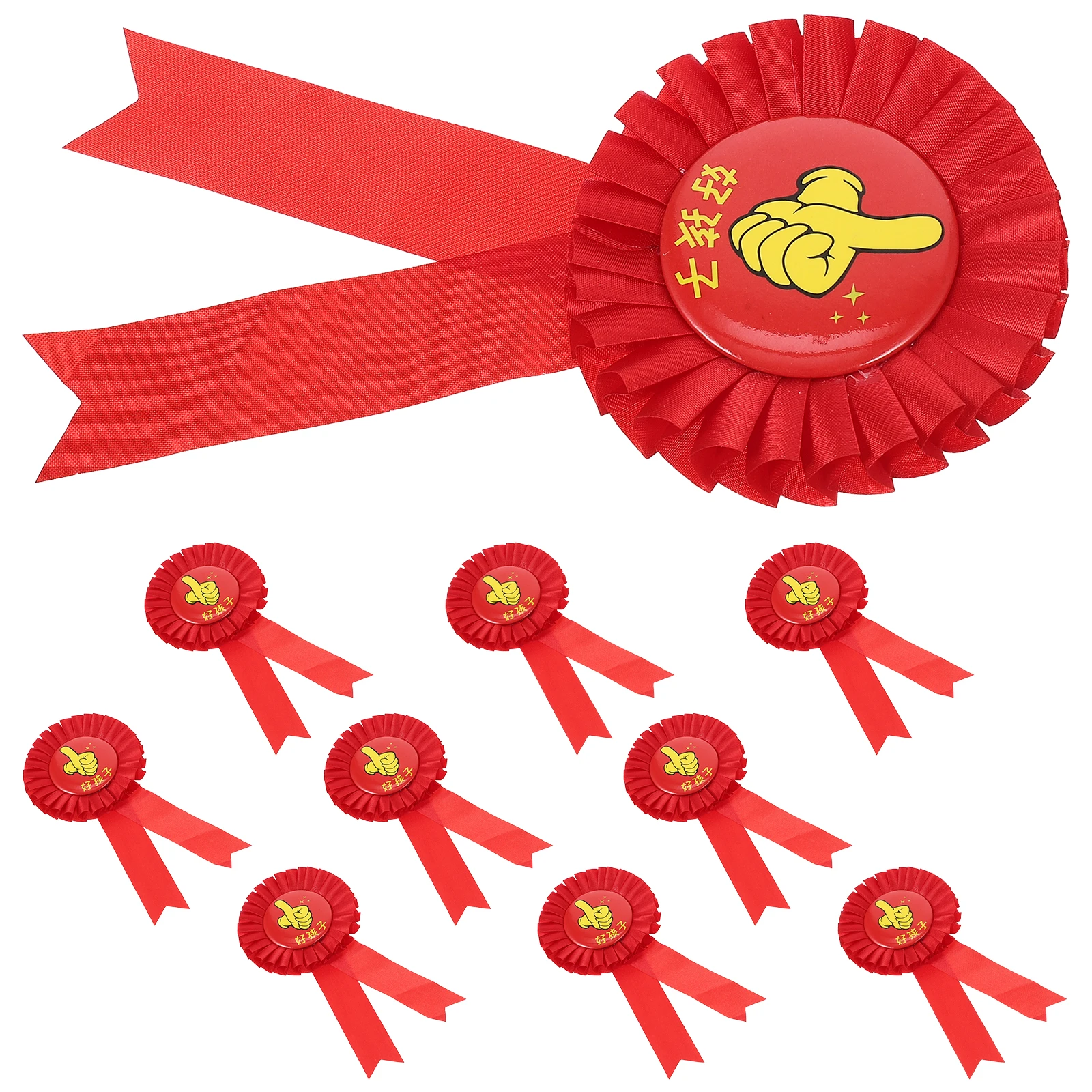 

10pcs Award Badges Ribbon Flower Shape Medals Kids Classroom Accessories Students Motivation Badges Party Brooches
