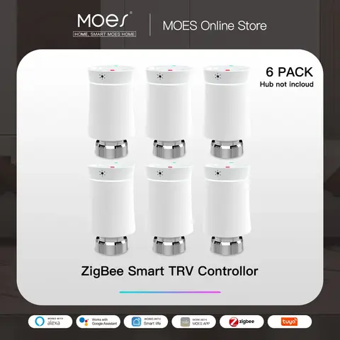 MOES-ZigBee3.0 TRV 새로운 라디에이터 액추에이터 밸브, Tuya 스마트 프로그래밍 가능 온도 조절기 온도 히터 알렉사 음성 제어