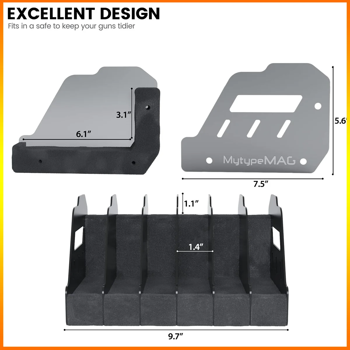 Estante para pistola de entrenamiento de tiro, revólver seguro, soporte de exhibición para pistola con almacenamiento de espuma suave, accesorios para gabinete de pistola