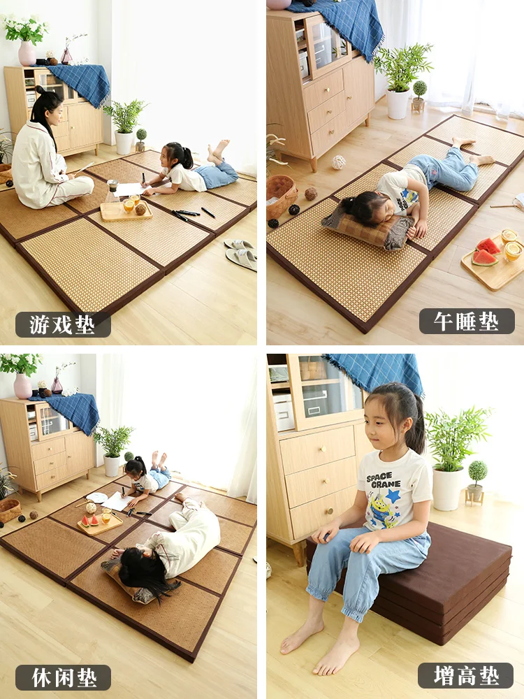 Tatami mat, thickened floor mat, Japanese style carpet, bedroom carpet, children\'s crawling, foldable sleeping, floor