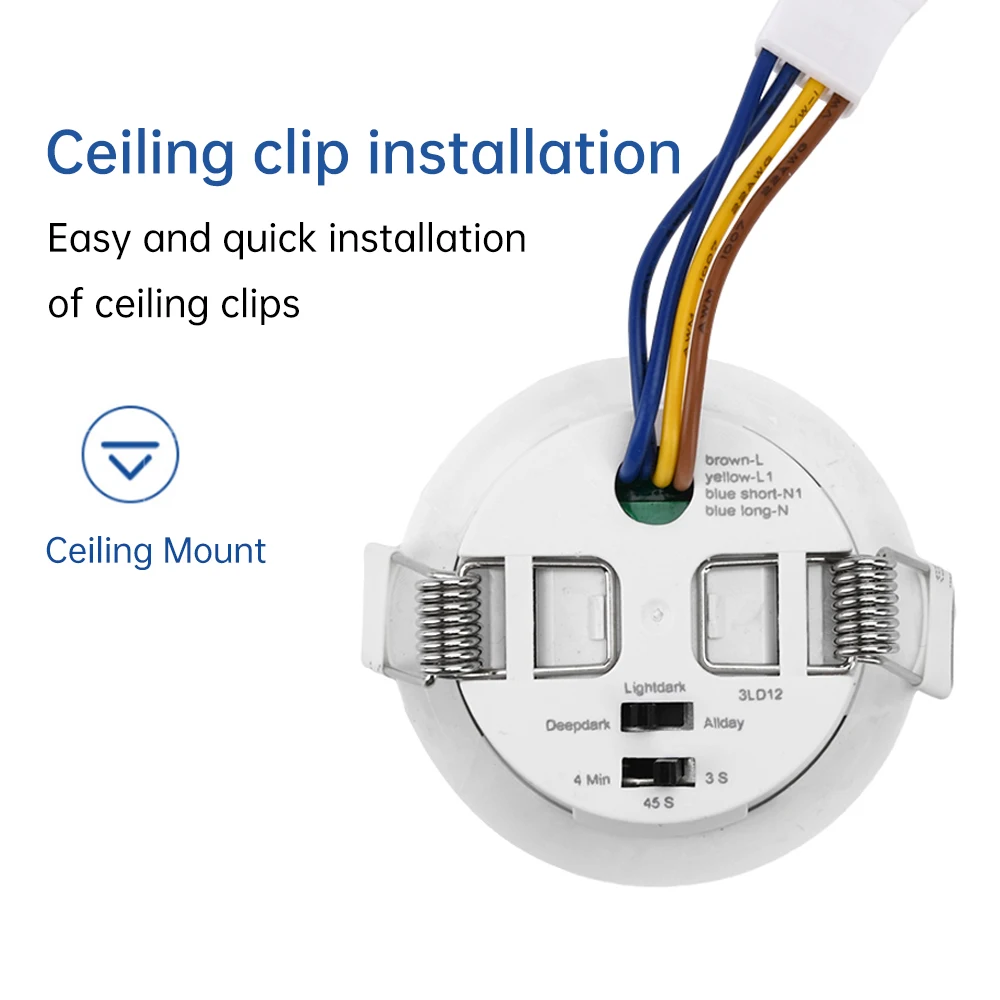 AC 220V Photosensitive Infrared Human Body Sensing Switch Led Ceiling Light Adjustable Delay Switch Ceiling Mount