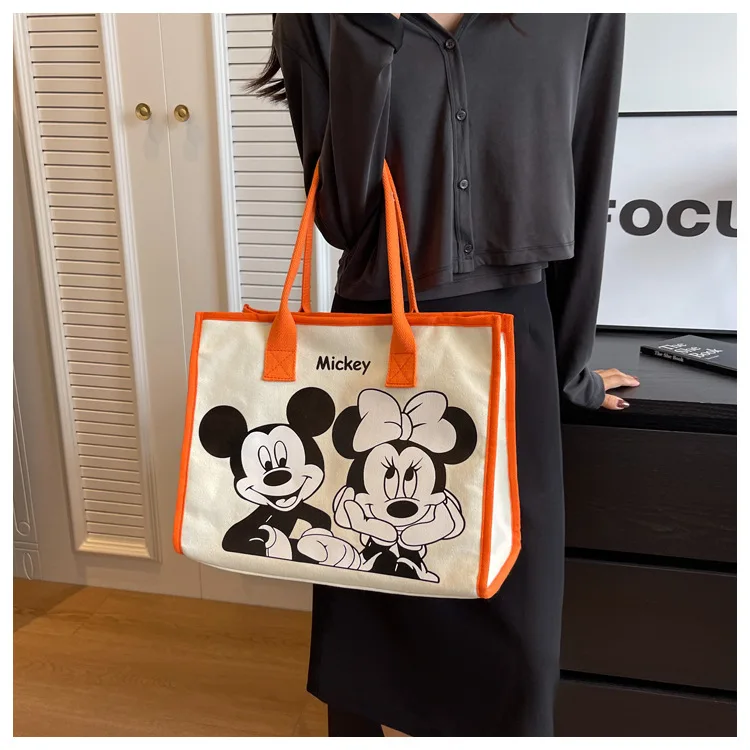 Imagem -06 - Disney-bolsa de Ombro de Grande Capacidade Feminina Bolsa Feminina Desenhos Animados Mickey Versátil Alta Qualidade Novo Moda