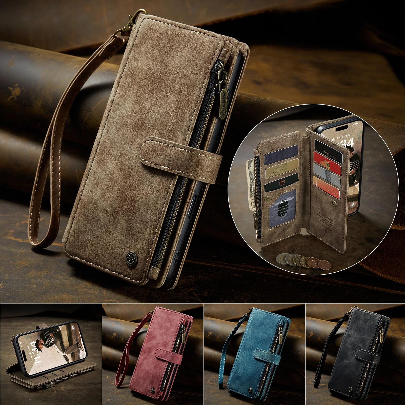 

CaseMe Wallet Leather Case For iPhone 15 14 13 12 Mini Plus 16 Pro Max Magnetic Flip Cover For iPhone 14 13 15 16 Pro Max Coque