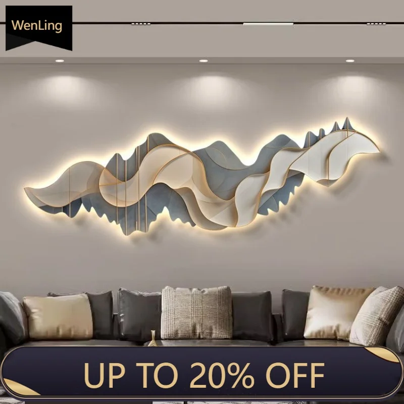 Abstract Creative Sofa Background Wall Decorative Painting With Light Atmosphere Light Hanging Painting High-grade LED Lights