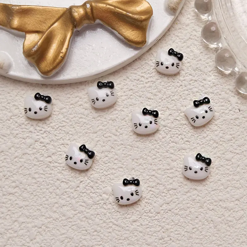 50 قطعة الكرتون المختلط مرحبا كيتي القط الصغير رئيس مسمار السحر Kawaii الراتنج كيتي القوس مسمار الفن الراين مانيكير الديكور