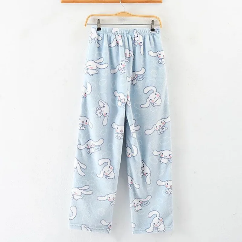 

Sanrio Cinnamoroll плюшевые спальные штаны женские осенне-зимние фланелевые свободные брюки утолщенные милые теплые домашние повседневные брюки с героями мультфильмов