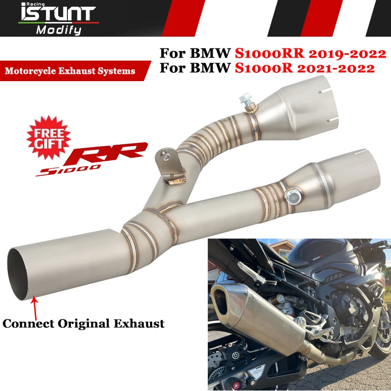 

Slip On For BMW S1000RR 2019-2023 S1000R 2021 - 2023 Motorcycle Exhaust Middle Link Pipe Connection 60mm Muffler Escape Systems