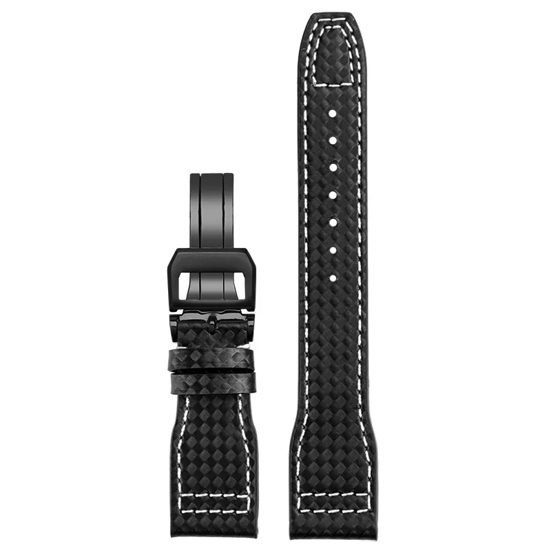 Rindsleder lea/ther Uhren armband 20 21 22 Kohle faser linien schwarz rot gelb weiß Linie Armband für iwc pilot mark-xx portugieser